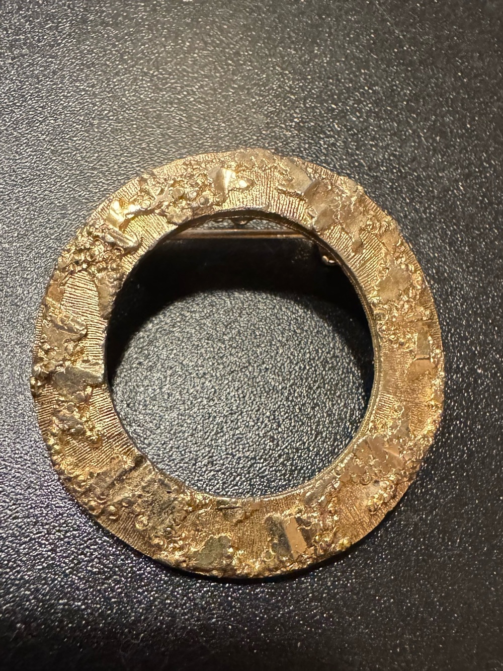 Mamselle Textured Gold-Tone Round Statement Brooch